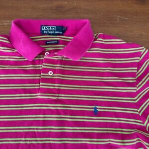 VTG Polo by Ralph Lauren Men's XL Custom Fit Pink & Green Striped Polo Shirt